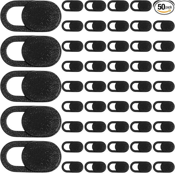 Webcam Cover (50 Pack), 0.03 inch Ultra Thin Laptop Camera Cover Slide for Laptop/Cell Phone/Pad/PC/Tablet Accessories, Protect Your Privacy and Security, Strong Adhesive (Black)