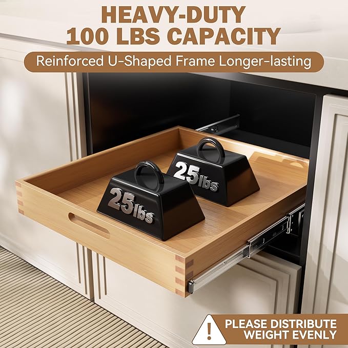 Pull Out Drawers for Cabinets 15"W x 21"D, Heavy-Duty Slide Out Wood Drawer Shelf, Pull Out Cabinet Organizer 100 lbs Capacity, Base Cabinet Organization for Kitchen, Pantry