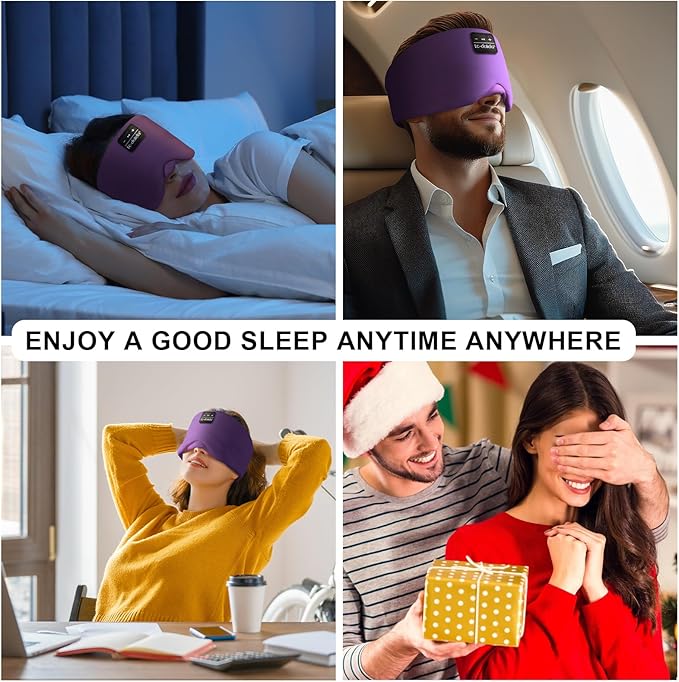 Sleep Mask with Bluetooth 5.4 Headphones Total Blackout Eye Mask for Sleeping Travel and Relaxation