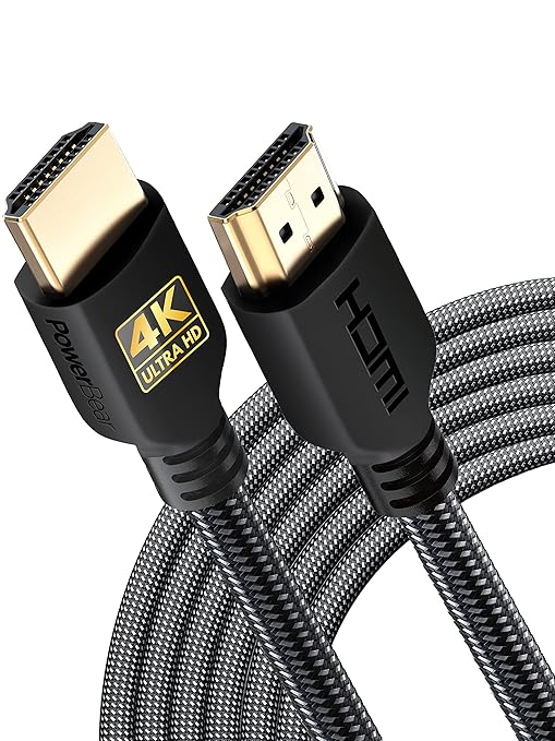 PowerBear 4K Long HDMI Cable 20 ft [2 Pack] High Speed, Braided Nylon & Gold Connectors, 4K @ 60Hz, Ultra HD, 2K, 1080P, ARC & CL3 Rated | for Laptop, Monitor, PS5, PS4, Xbox One, Fire TV, Apple TV