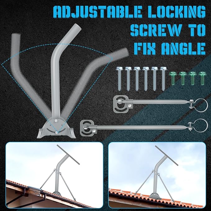 Universal J Pipe Antenna Mount Kit, 2 Inch Outdoor Adjustable Monopoles for Mounting Satellite Dish HDTV Supports up to 30 Lbs Steel Bracket Roof Wall Panel Mounting