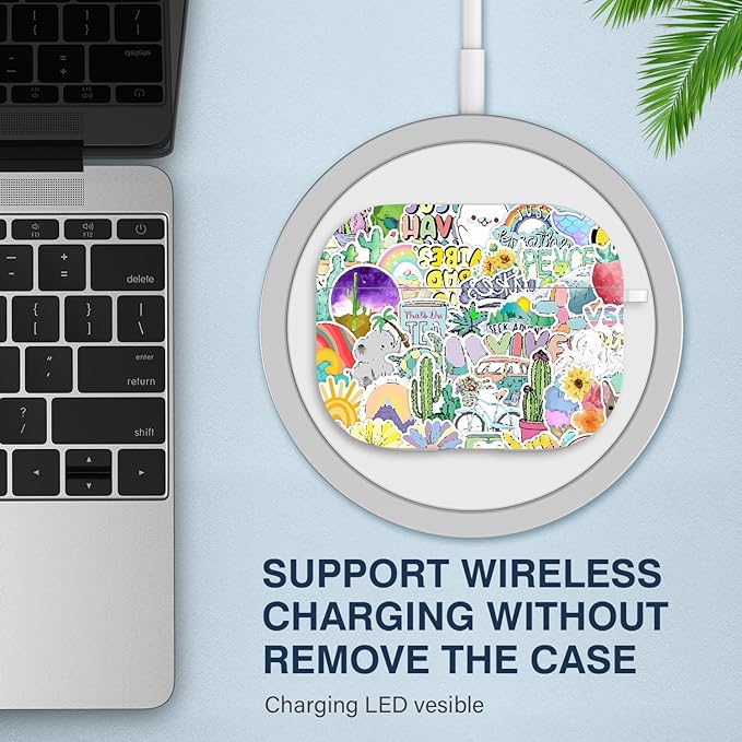 Maxjoy Compatible with AirPods 3rd Generation Case Cover, Cute Flowers Soft Protective for AirPod Gen 3 Charging Case,Cycing Car Cactus Lanyard