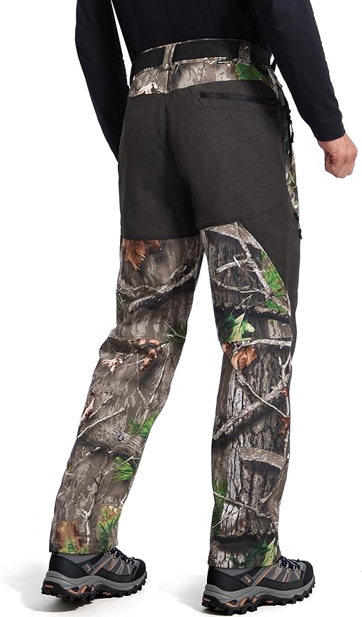 FREE SOLDIER Men's Fleece Lined Outdoor Cargo Hiking Pants Water Repellent Softshell Snow Ski Pants with Zipper Pockets