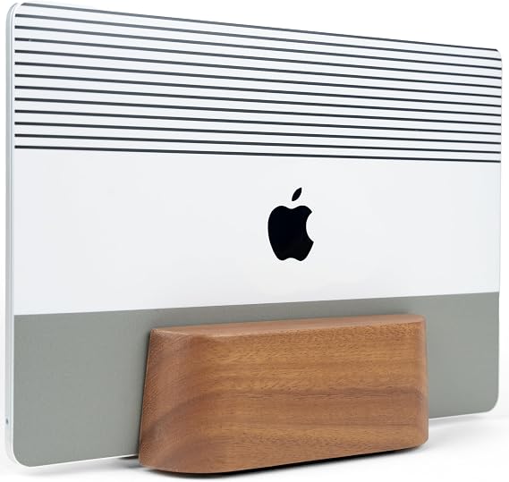 COREMINDED Adjustable Vertical Laptop Stand for Desk, Wooden Laptop Holder, MacBook Pro Stand, Wood Mac Air Dock (Solid Walnut)