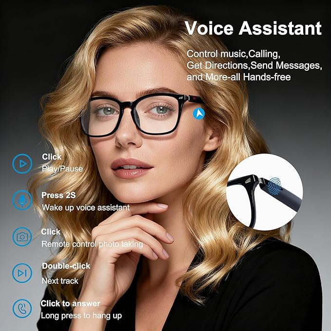 AI Smart Wireless Bluetooth Translation Glasses for Men/Women with Speakers/Bluetooth&140+ Languages Translation Sports/Travel/Drive/Busniess (C3+AI+Color Change Lenses+Black)