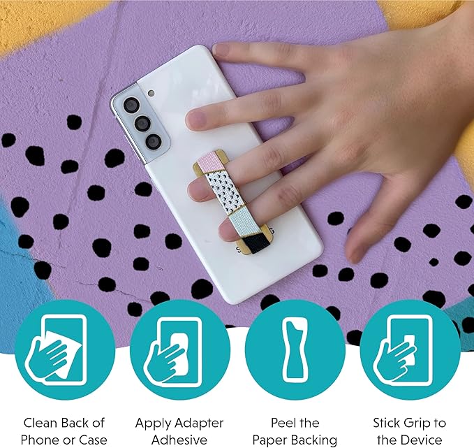 LOVEHANDLE Universal Phone Grip for Smartphones & Mini Tablets - Phone Holder for Hand - Wireless Charging Compatible - Made in The USA - Abstract Pink
