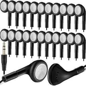 Kanayu 100 Pack Earbuds Bulk Classroom Headphones Wired Earphones, Black