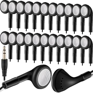 Kanayu 100 Pack Earbuds Bulk Classroom Headphones Wired Earphones, Black
