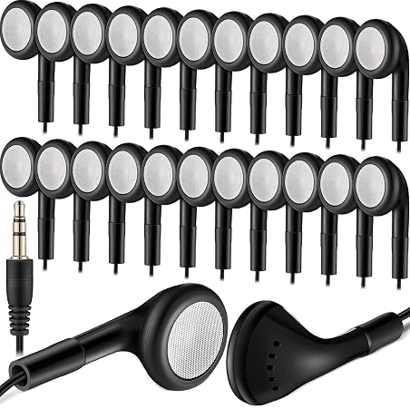 Kanayu 100 Pack Earbuds Bulk Classroom Headphones Wired Earphones, Black