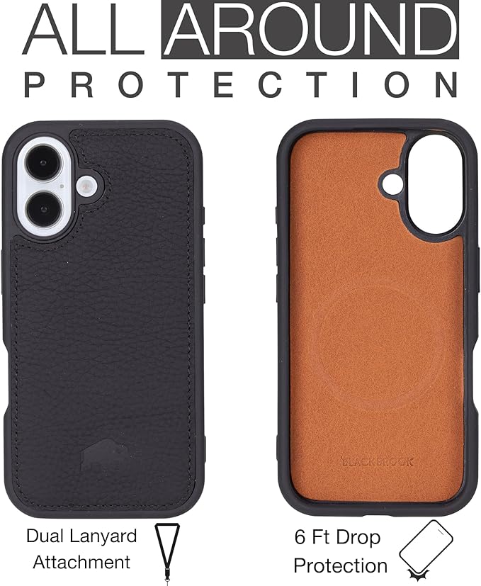 BLACKBROOK Case for iPhone 16 Plus Wallet Case for Men and Women, Carter Full Grain Leather 2-in-1 Set for MagSafe Charging, Cash, ID and 4 Card Slots with RFID, Compatible with iPhone 16 Plus