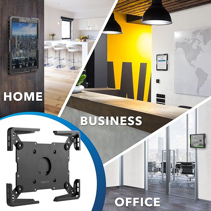 Mount-It! Universal iPad & Tablet Wall Mount Holder, Secure Steel Enclosure for 9.7–13.1 Inch Tablets, Wall or VESA 75x75 Mounting, Portrait or Landscape, Anti-Theft Tablet Mount for Office, Retail