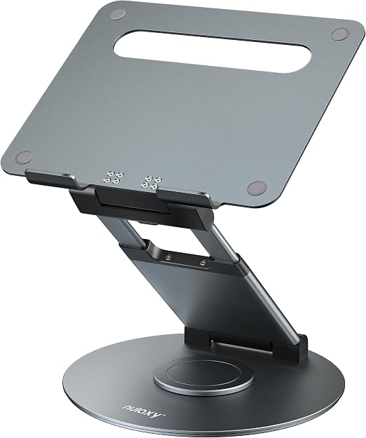 Nulaxy 18" Height Telescopic 360 Rotating Aluminum Laptop Stand Desk, Gray