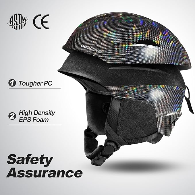 Odoland Ski Helmet, Snowboard Helmet with Ski Goggles for Adults and Youth, Audio Compatible, Shockproof, Windproof, Safety Snow Sports Helmet and Protective Glasses for Men Women