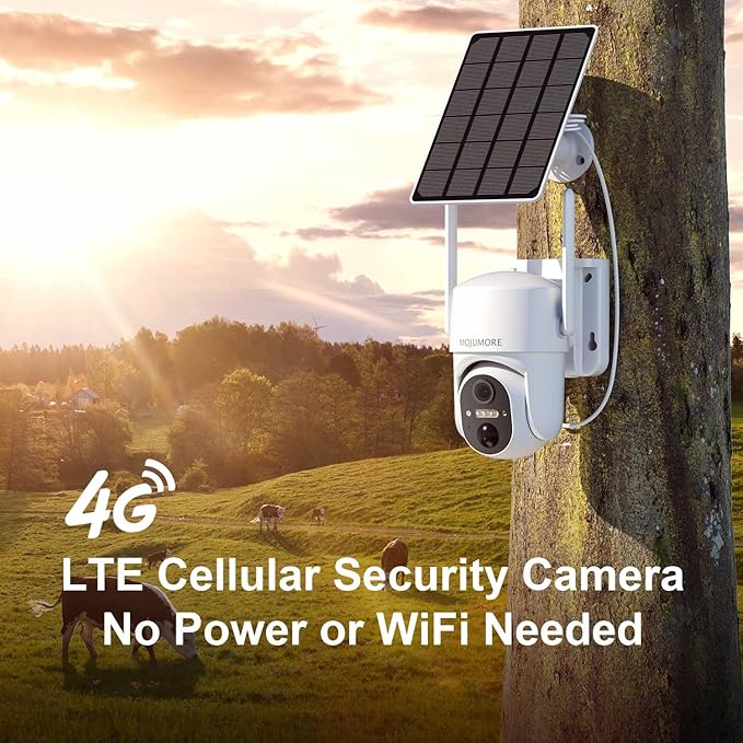 4G LTE Cellular Security Cameras Wireless Outdoor, No WiFi Security Camera, Outdoor Camera Wireless Solar Powered, Smart Human Detection, with SIM Card, Color Night Vision, Only Use in USA