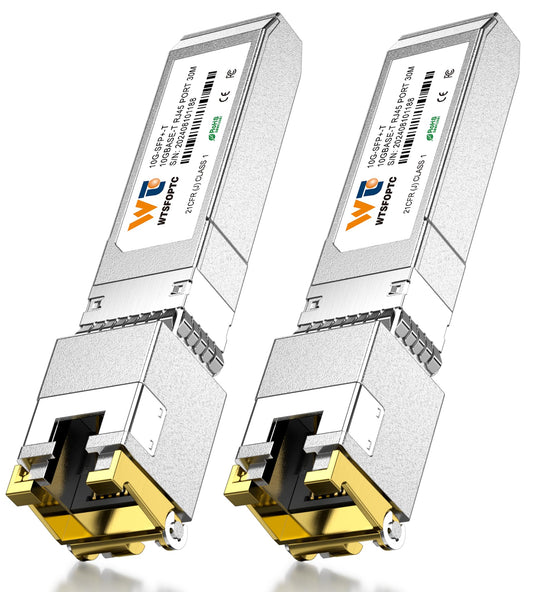 10G SFP to RJ45 Transceiver 2 Pack, 30m 10GBase-T Copper SFP+ Module Auto Negotiation 2.5G/5G/10G for Ethernet CAT6a/7, Compatible with Cisco SFP-10G-T-S, Meraki, TP-Link, Mikrotik and Open Switch