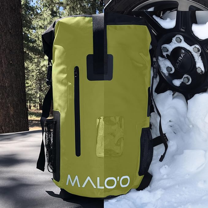 Malo?™o DryPack 30L Waterproof Backpack, Roll-Top Dry Bag Backpack with Padded Straps, Floating Design for Beach, Kayaking, Fishing, Boating, Travel, and Water Sports, Dark Green