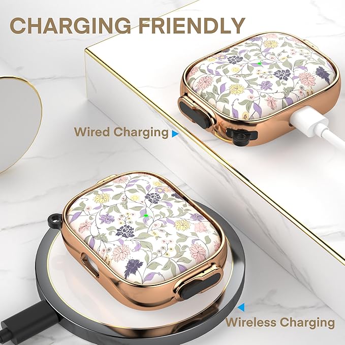 Maxjoy for AirPods Pro 3rd Generation Case with Lock, Floral AirPods Pro 3 Case Lock Protective Hard Air Pod Pro 3 Cover for Women Men with Keychain for Airpod Pro 3rd Gen Cover 2025