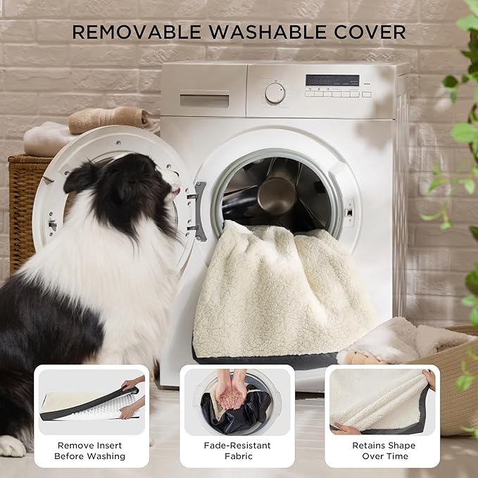 Bedsure Dog Bed for Large Dogs - Orthopedic Waterproof Puppy Beds with Removable Washable Cover, Egg Crate Foam Pet Mat, Suitable for Pet Up to 65 lbs