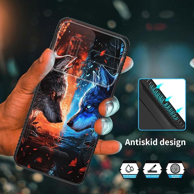 for Galaxy A36 5G/A56 5G Case Built in Slide Camera Lens Cover,Heavy Duty Shockproof Protection Dual Layer Case for Samsung Galaxy A36 5G/A56 5G 6.7" 2025,Cool Wolf