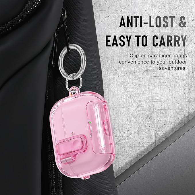 for AirPods Pro 3 Case (2025) with Cleaner Kit, Cute with Lock Clid and Cleaner Kit,[Auto Pop-Up] Soft TPU Clear Cover with Bracket & Dustproof Design for AirPods Pro Case with Keyring(2025)
