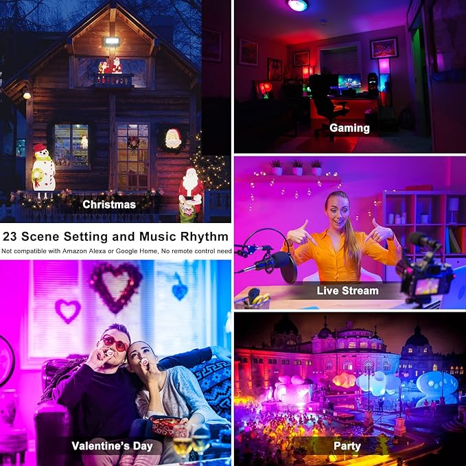Smart Flood Lights Outdoor RGB via Bluetooth App Control Color Changing Landscape Lights 80W IP66 Waterproof, DIY Scenes/Music Sync/Timing/Daylight 4Pack