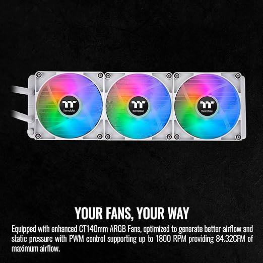 Thermaltake TH420 ARGB Sync All-in-One Liquid Cooler Snow Edition, AMD(AM5/AM4) Intel(LGA 1700/1200), 420mm High Efficiency Radiator, CL-W369-PL14SW-A,White