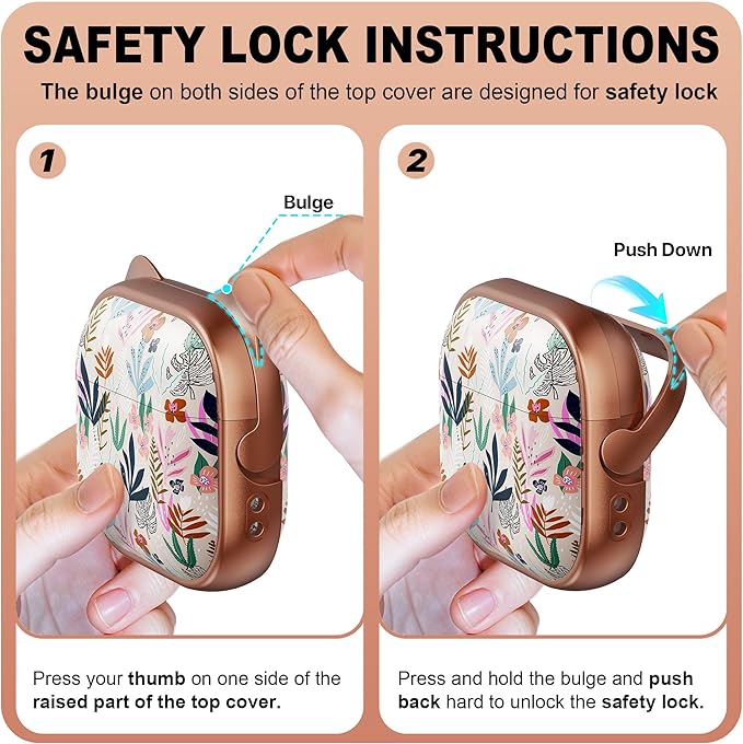 RFUNGUANGO AirPods 4 Case for Women Girly Cat Case with Lock, Phone Stand, Keychain & Cleaner Kit, Compatible with Apple Airpods 4th Generation Case Cover, Rose Gold Leaf