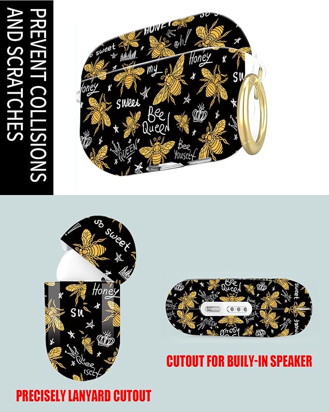 Compatible with Airpod Pro 2nd/1st Generation,360° Full Protection Cover for Girl Women,Cute Accessories Hard Case Portable & Shockproof for Airpod Pro 2nd Charging Case 2023/2022/2019(Bee)