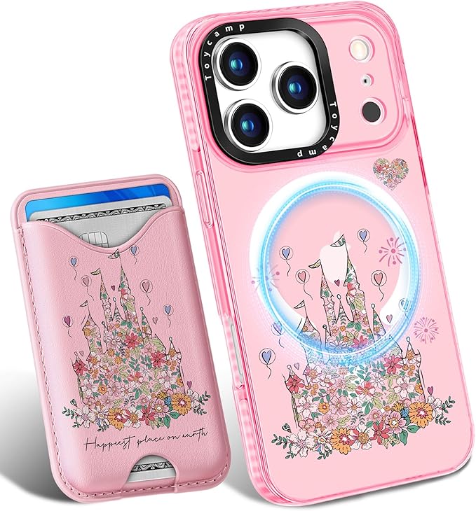 Toycamp for iPhone 17 Pro Max Case - Compatible with Magsafe Credit Card Holder Wallet Magnetic Cute Women Teen Girls Kawaii Girly Unique Castle Design Phone Cover for Apple 17 Promax