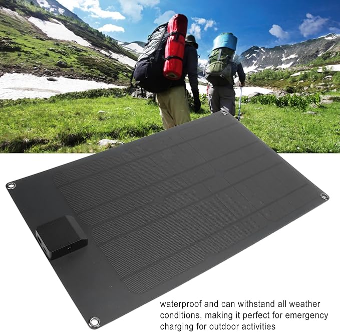 Portable Solar Panel, 20W Impermeable Solar Charger with Indicator Light USBC DC Output Foldable Cell Phone Charger for Outdoor Car Fan Camping