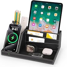 Fast Wireless Charging Station with Desk Organizer for iPhone 17/16/15/15 Pro/14/14 Pro Max/14 Pro/14 Plus/13/13 Pro Max/13 Pro/and iPhone 12/11 Series, Nightstand Desktop Organizer for Home Office - Image 1