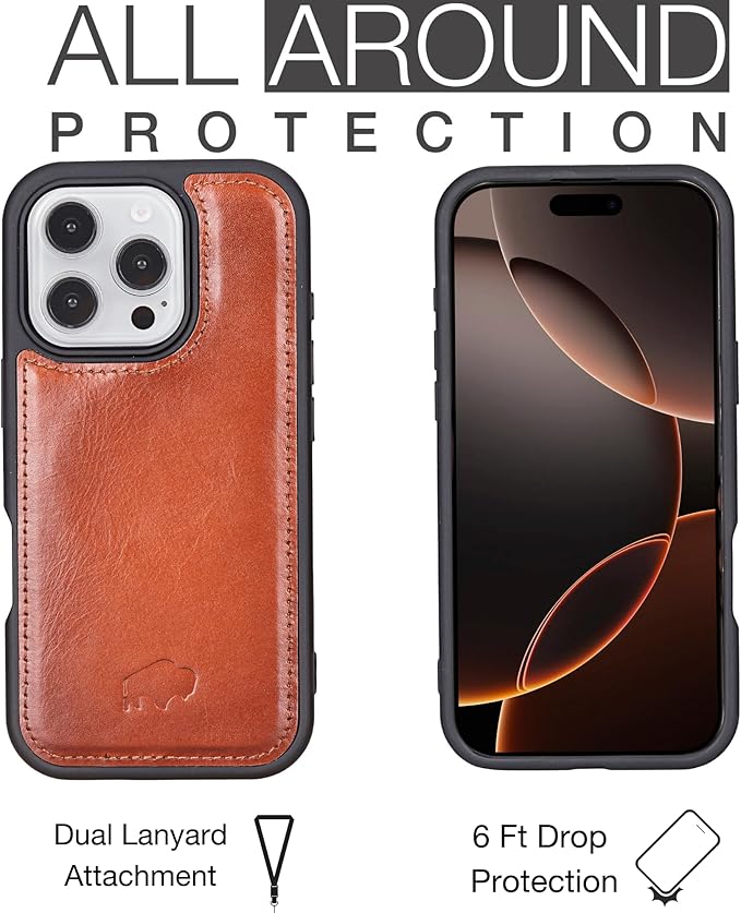 BLACKBROOK for iPhone 16 Pro Max Case with Card Holder, Carter Full Grain Leather, 2-in-1 Folio Flip Case for MagSafe Wireless Charging, RFID Blocking, 4 Card Slots, Compatible with iPhone 16 Pro Max