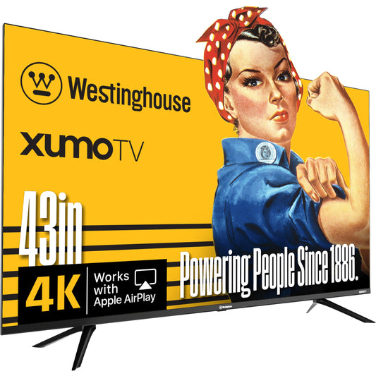 Westinghouse 43-inch Smart TV, 4K UHD Xumo TV w/ HDR10, Voice Remote, Dolby Vision, Dolby Atmos, Edgeless, Flat Screen LED Television w/Bluetooth, Apple AirPlay, Wi-Fi & Mobile Connectivity