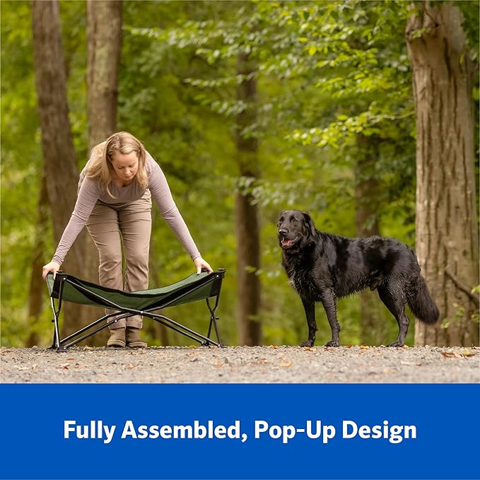 Coolaroo On-The-Go Elevated Dog Bed Kit – Portable & Cooling Travel Cot with HeatShield Fabric for Medium Dogs, Lightweight & Compact, Includes Matching Carry Bag & Pacific Blue Bonus Cover, Medium