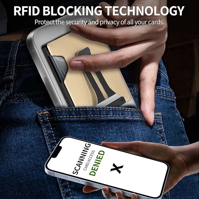 Magnetic Phone Wallet with Apple MagSafe - Metal Card Holder with AirTag Holder, RFID Blocking & Money Clip Mag Safe Wallet for iPhone 16 15 14 13 12 Pro Max/Pro/Plus/Mini