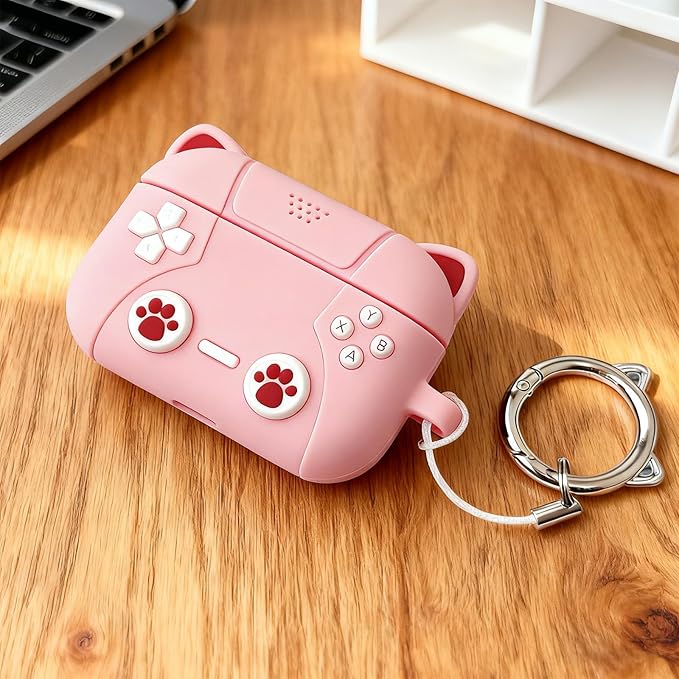 for Airpods Pro 3 Case 2025,Cute 3D Game Console Design for Air pod Pro 3 Cover with Keychain Shockproof Protective Soft Silicone Case for Airpods Pro 3 Gen for Women Girls (Pink Cat)