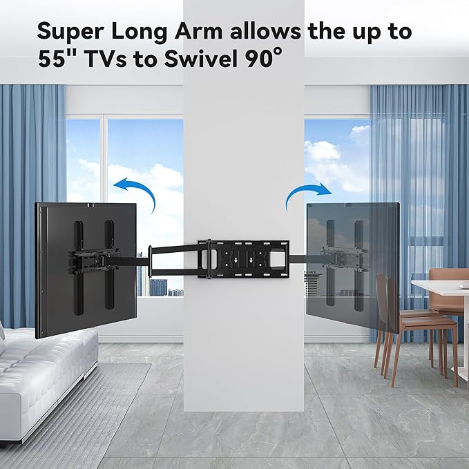 FORGING MOUNT Long Arm TV Wall Mount for Most 26-60 Inch Flat Curved TVs, 25.6inch Full Motion Extension Articulating Arms, Swivel, Tilt TV Bracket Corner Mount Fits Max VESA 400x400mm up to 77lbs