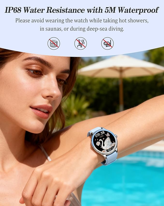 Smart Watch for Women, Ladies & Men, 1.27'' Fitness Watch [41mm case] with Call Receive/Dial, Heart Rate/Stress/Sleep Monitor, AI Voice, IP68 Waterproof Smartwatch with Calculator, Calendar, Games
