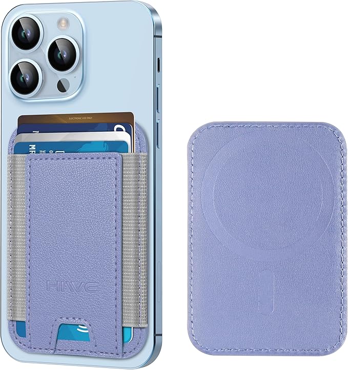 HiWe for MagSafe Wallet, Strongest Magnetic Wallet for iPhone 17/16/15/14/13/12 Series, 7 Cards Holder, Leather Minimalist Slim RFID, 1 Slot, Lavender