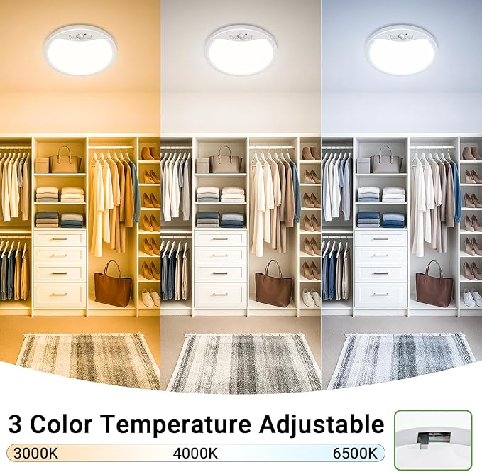 zemty 2Pack 9inch Motion Sensor Ceiling Lights Wired,18W 1800lm 3CCT/3 Mode/30-120s Timer, Bright White LED Flush Mount Light Fixture Motion Activated for Closet Pantry Hallways Stairwells Garage