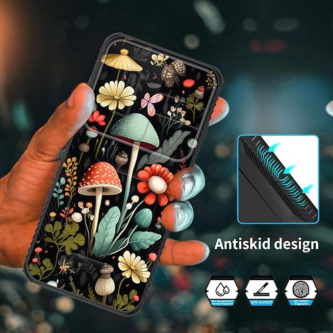 for Galaxy S26 Case Built in Slide Camera Lens Cover,Heavy Duty Shockproof Protection Dual Layer Case for Samsung Galaxy S26 6.3" 2026,Mushroom Forest