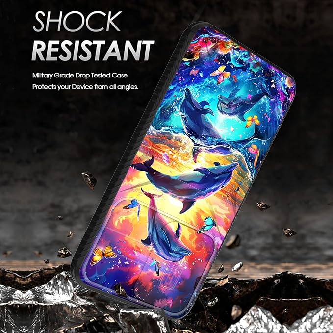 for Galaxy A36 5G/A56 5G Case Built in Slide Camera Lens Cover,Heavy Duty Shockproof Protection Dual Layer Case for Samsung Galaxy A36 5G/A56 5G 6.7" 2025,Dolphins and Butterflies