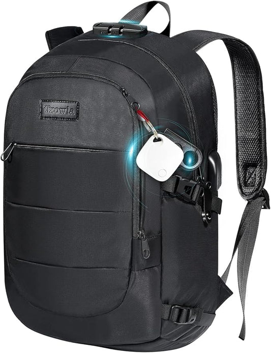Tzowla 35 Liter Anti Theft Backpack with Tracker Tag,Giant Tumbler Holder Pocket and Lock,15.6 Inch Laptop Backpack
