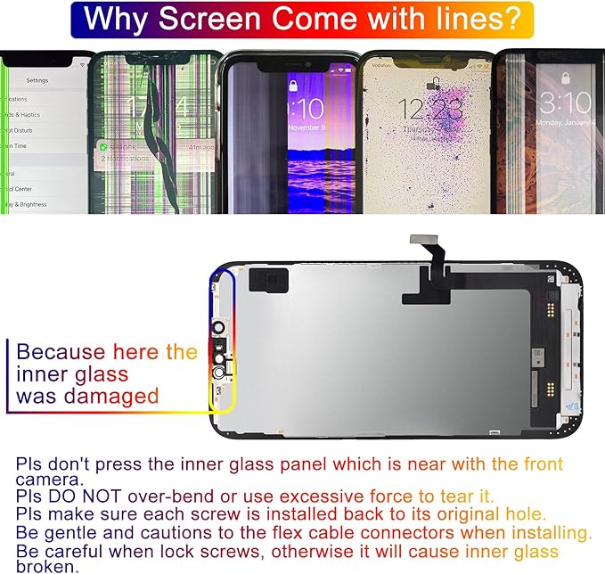 for iPhone 14 Screen Replacement 6.1', 3D Touch Display Full Repair kit, Digitizer Assembly with Tools Set, Tempered Glass, Instruction