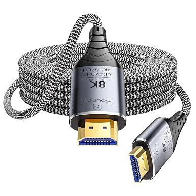 Fiber Optic HDMI Cable 50ft, 8K Long Active HDMI 2.1 Cable 48Gbps Ultra High Speed Braided 8K@60Hz 4K@120Hz, Dynamic HDR, eARC, HDCP 2.2&2.3, 3D, for Laptop, PC, PS5, Xbox, HDTV, Projectorr, Monitor