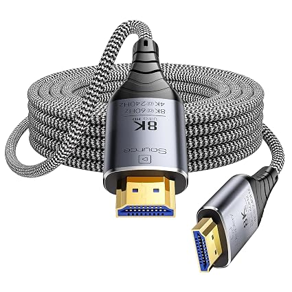 Fiber Optic HDMI Cable 50ft, 8K Long Active HDMI 2.1 Cable 48Gbps Ultra High Speed Braided 8K@60Hz 4K@120Hz, Dynamic HDR, eARC, HDCP 2.2&2.3, 3D, for Laptop, PC, PS5, Xbox, HDTV, Projectorr, Monitor