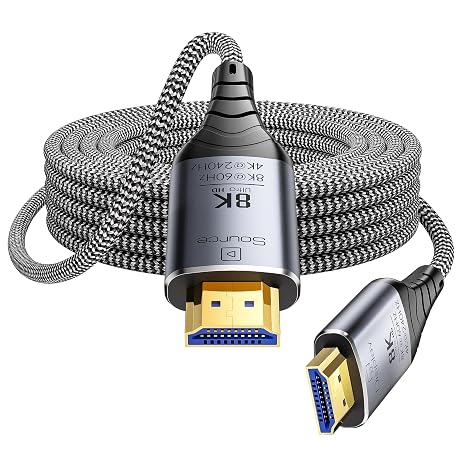 Fiber Optic HDMI Cable 50ft, 8K Long Active HDMI 2.1 Cable 48Gbps Ultra High Speed Braided 8K@60Hz 4K@120Hz, Dynamic HDR, eARC, HDCP 2.2&2.3, 3D, for Laptop, PC, PS5, Xbox, HDTV, Projectorr, Monitor