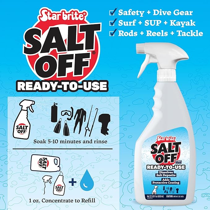 STAR BRITE Salt Off Spray - Ready-To-Use Salt Remover Wash for Boats, Vehicles, Trailers and Fishing Gear - 22 Ounce Spray