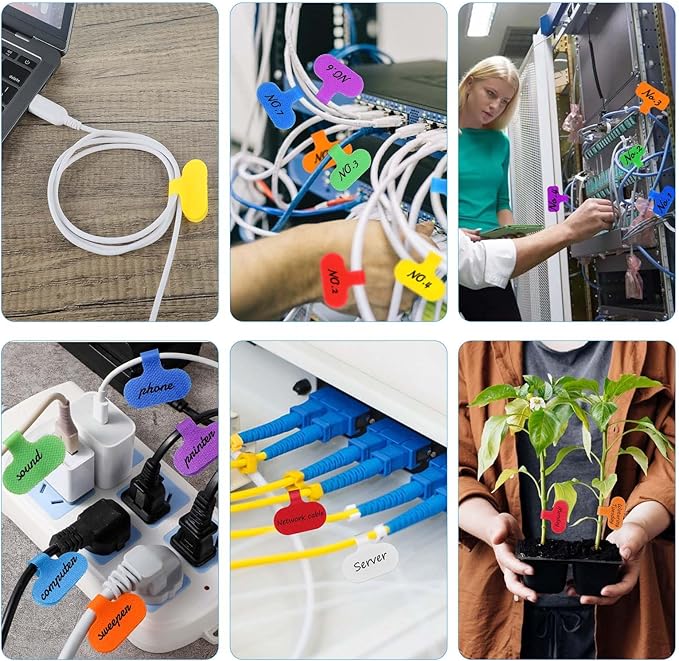32 Pcs Cable Labels, Ymapinc Multi-Color Electronic Cable Labels Tags Writeable Cord Label for Computers Management Wire Tags Self-Adhesive Nylon Label