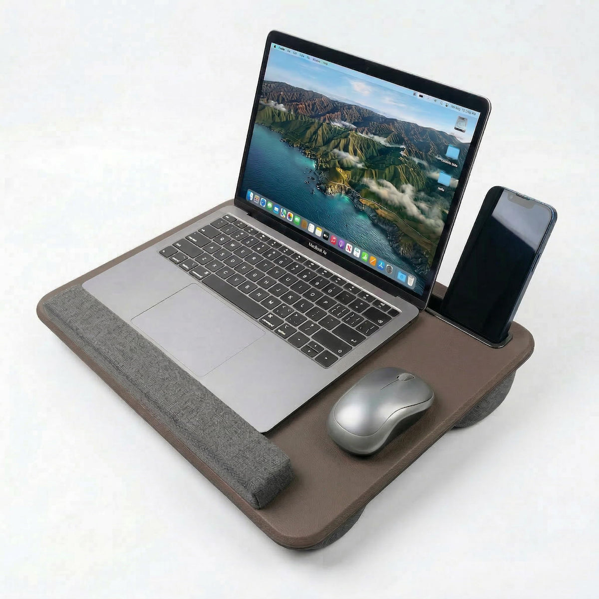 Portable Lap Laptop Desk with Pillow Cushion, Fits up to 15.6 inch Laptop, with Anti-Slip Strip & Storage Function for Home Office Students Use as Computer Laptop Stand, Book Tablet - Image 1